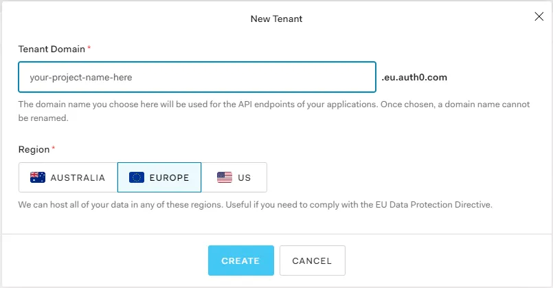 Setup window for a new tenant (Oct 2020)
