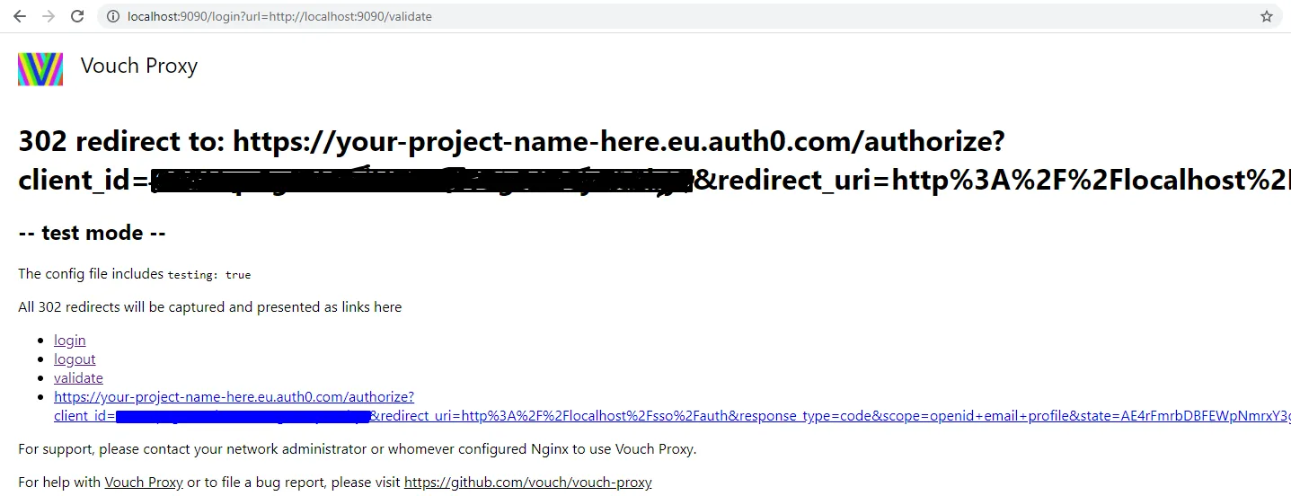 Vouch Proxy testing page.