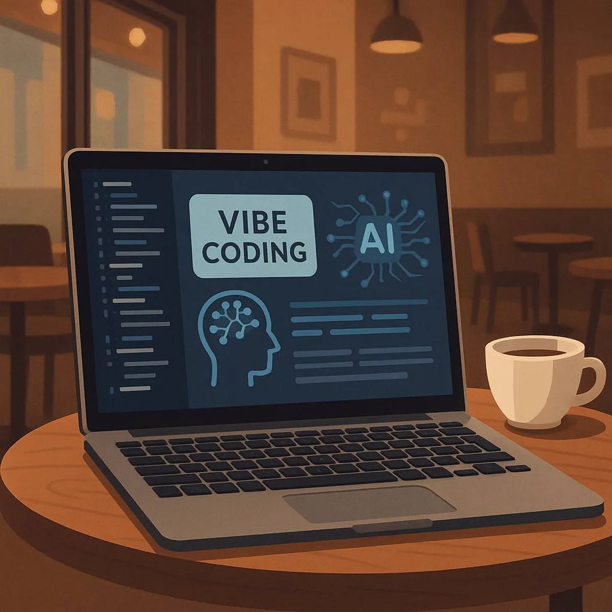 Picture of a laptop in a caffee.